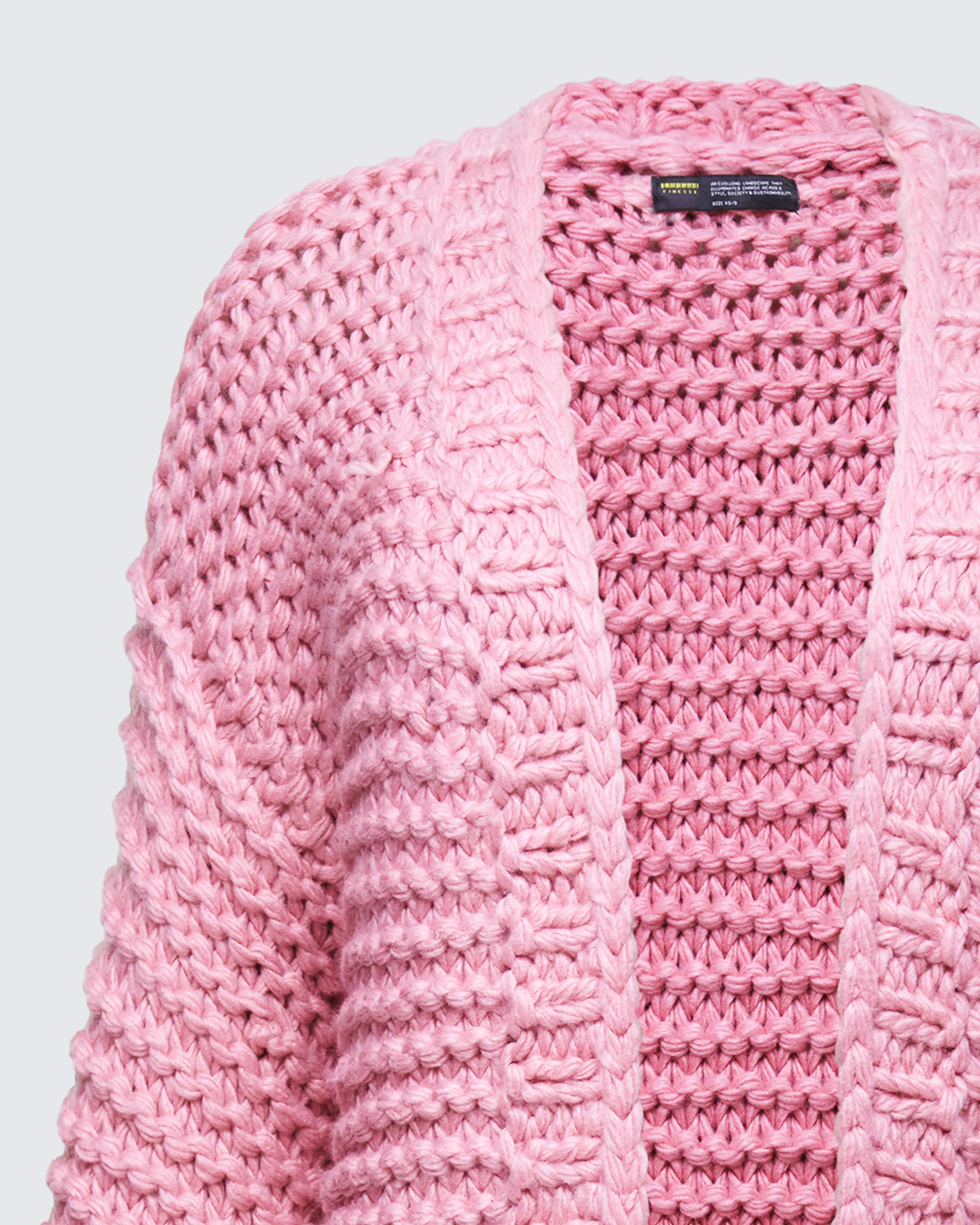 Blaise Pink Chunky Hand Knit Cardigan - Image 6
