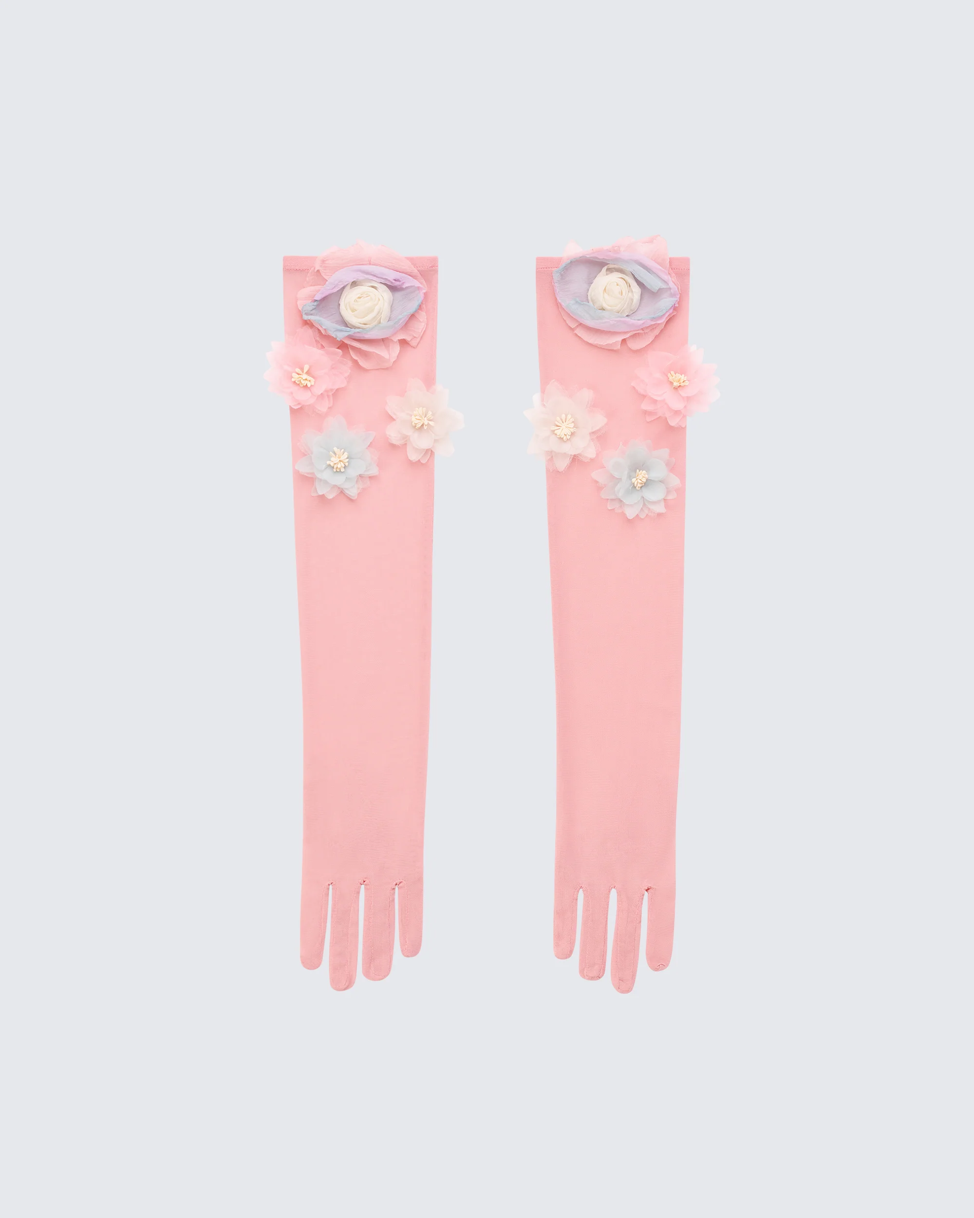 Diorre Pink Mesh Opera Glove With Corsage