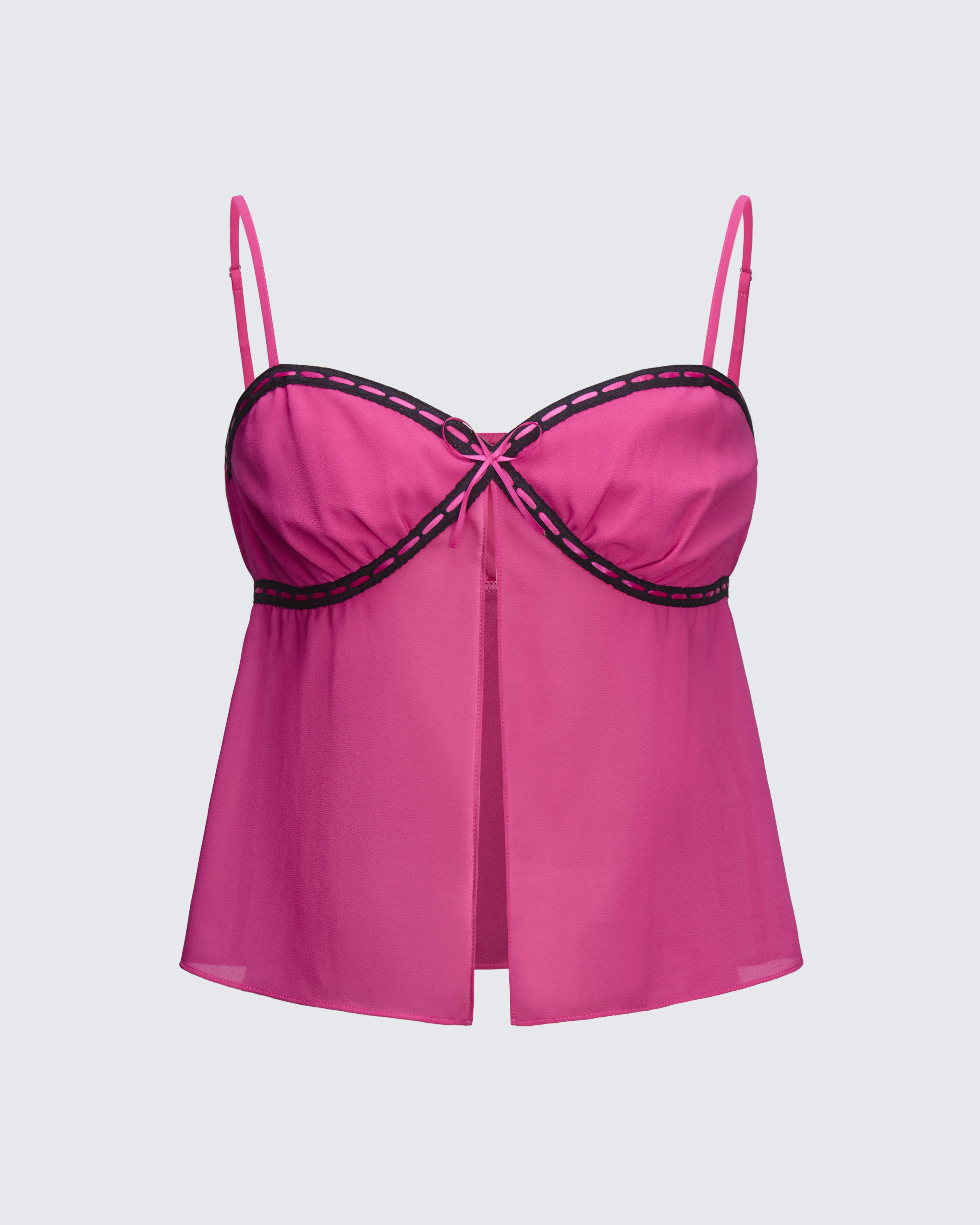 Dolli Pink Open Front Chiffon Cami Top