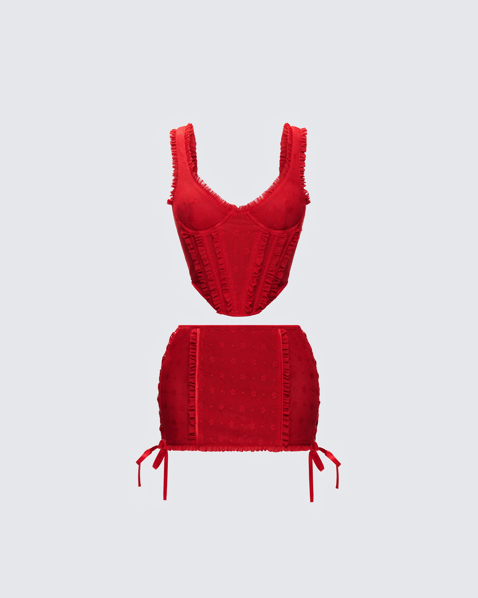 Kimona Red Ruffle Set