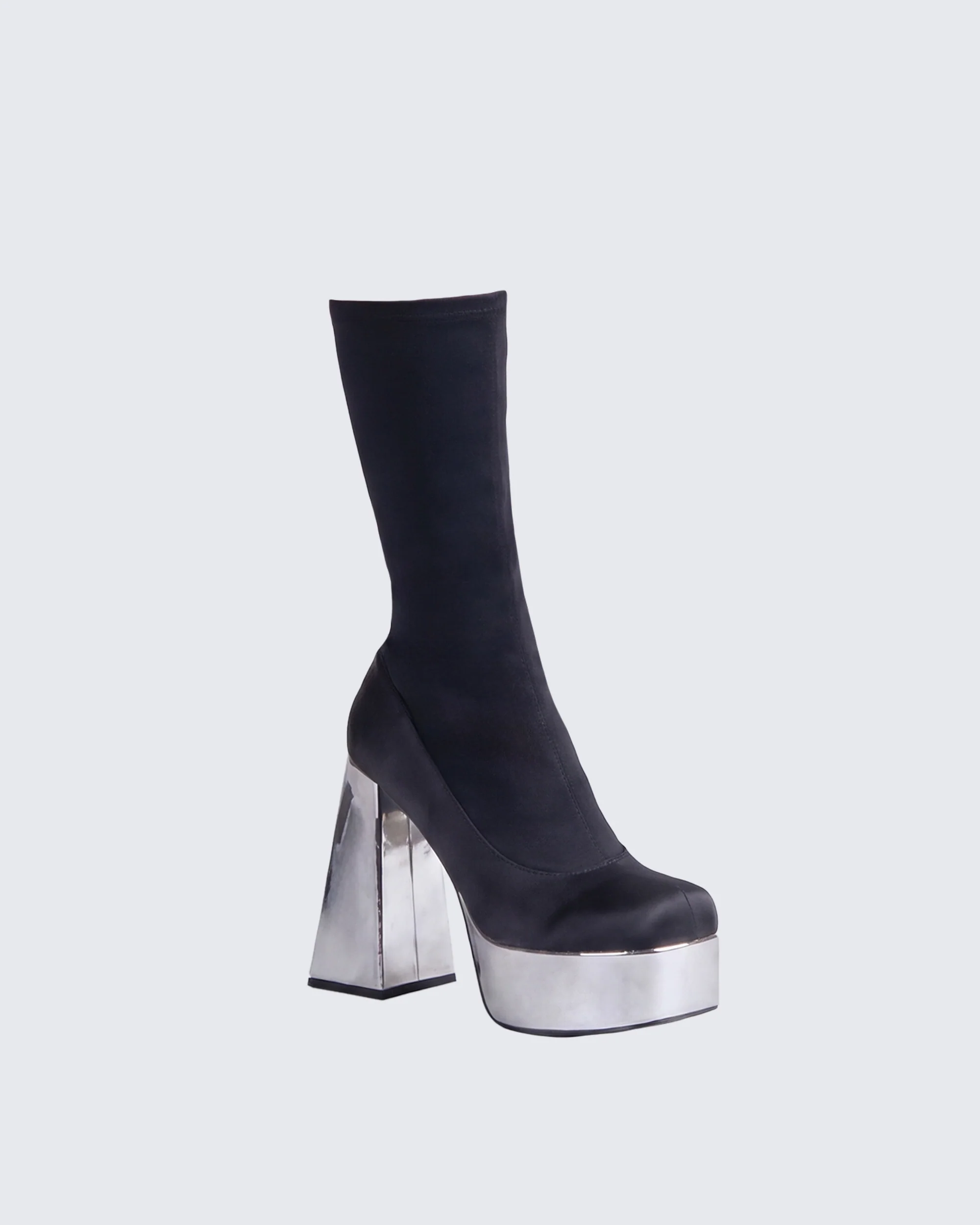 Marcil Black Heeled Platform Boot - Image 2