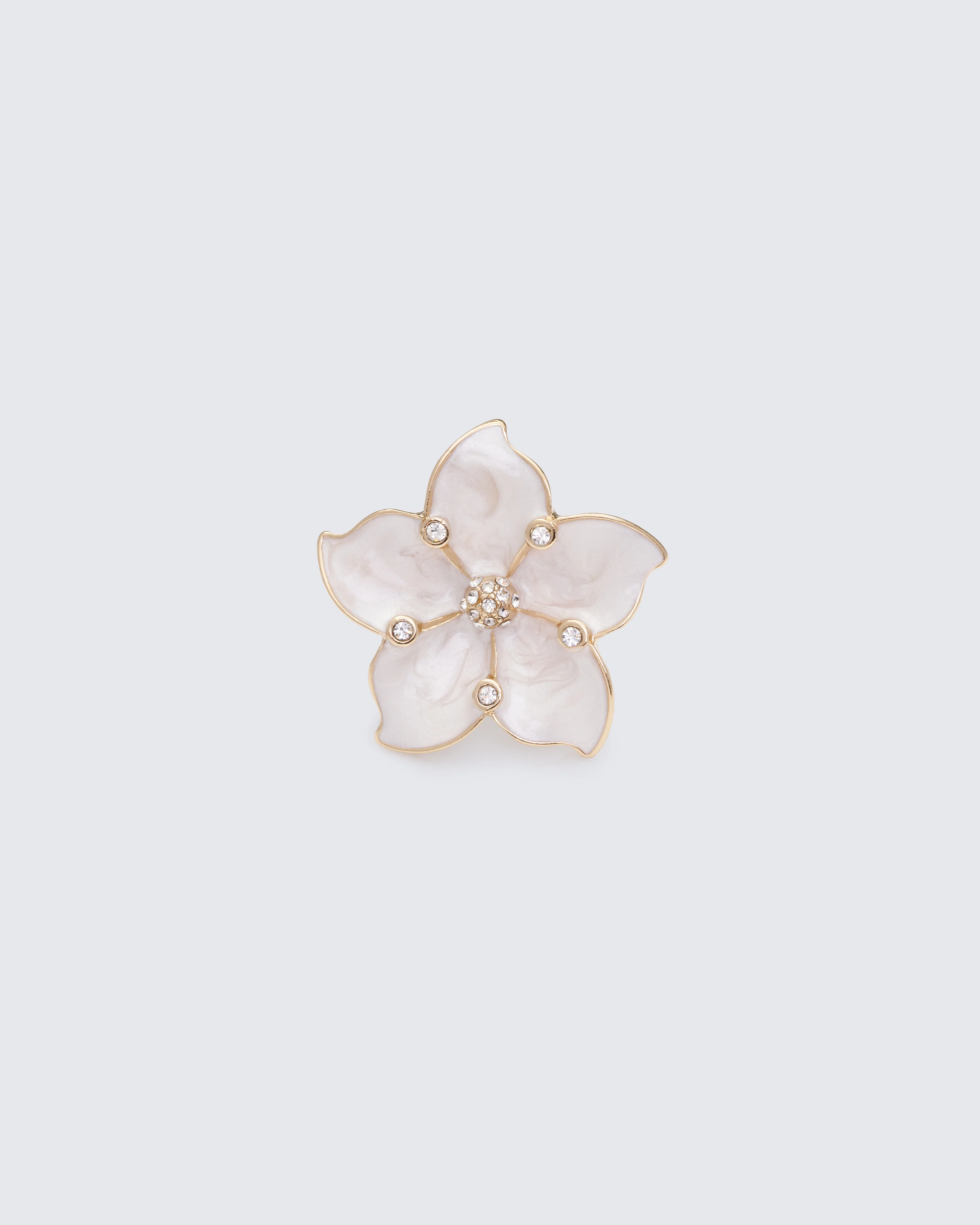 Nemyra White Sculpted Flower Adjustable Ring