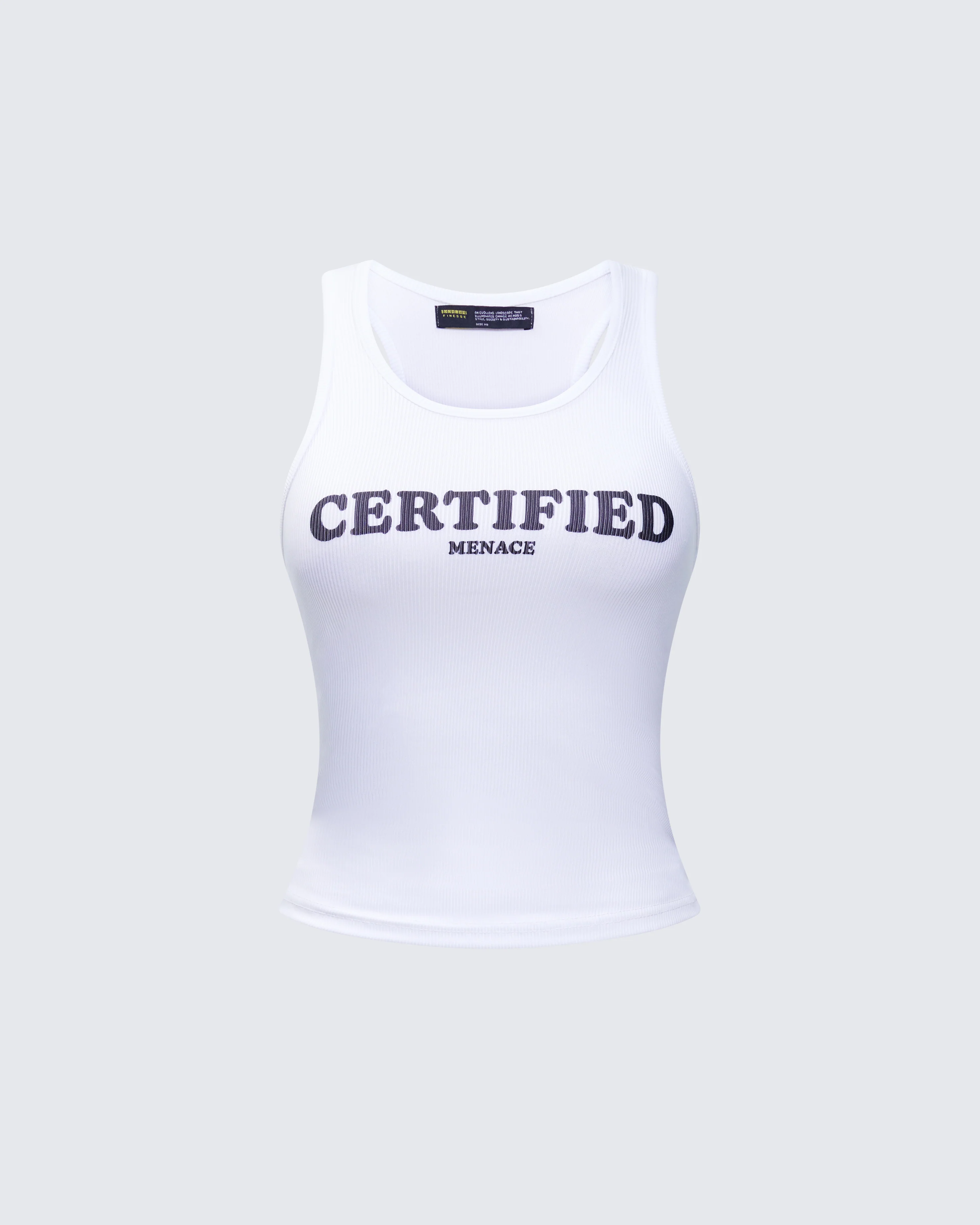 Phoenix White Ribbed Graphic Tank
