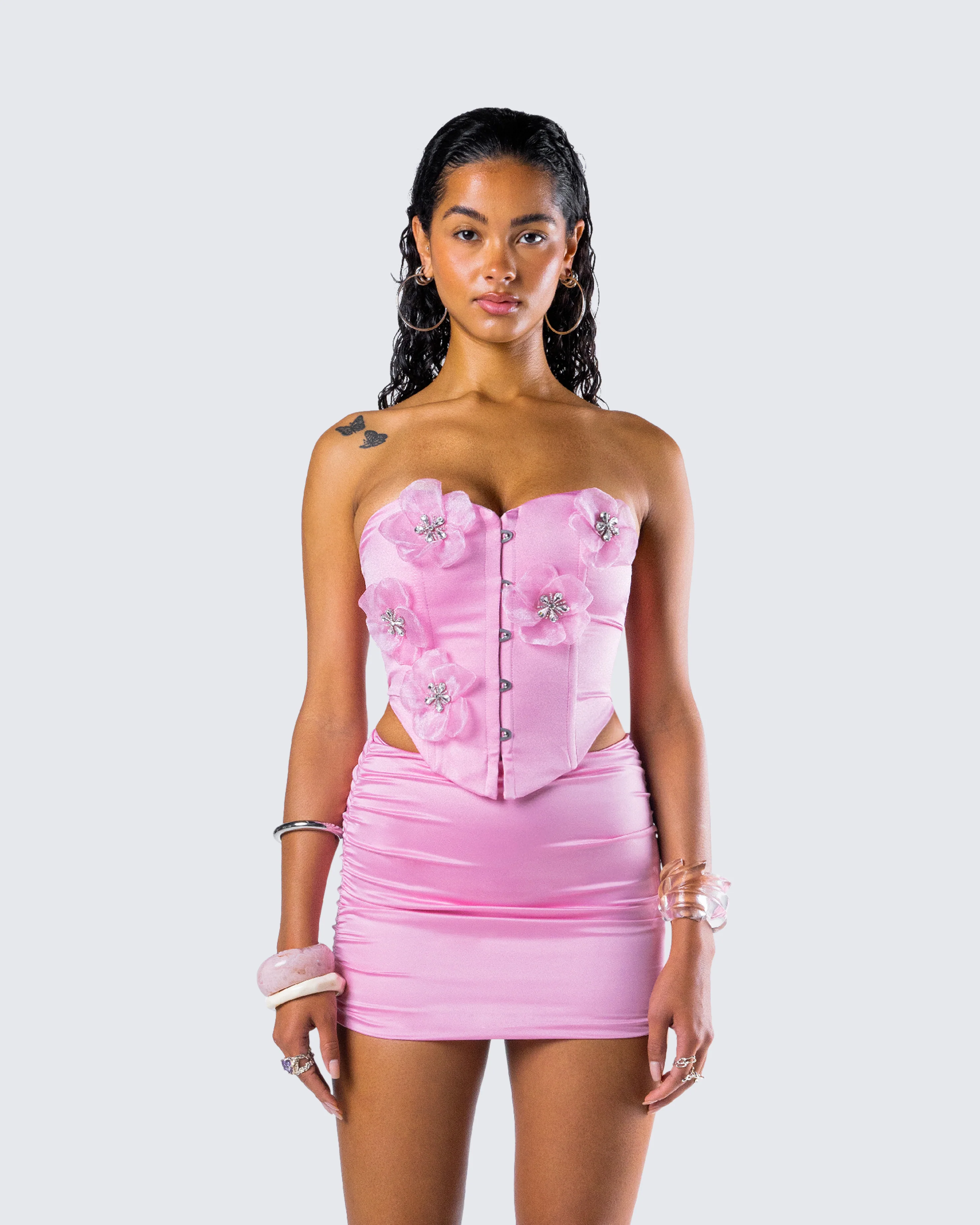 Rivi Pink Flower Corset Top - Image 4