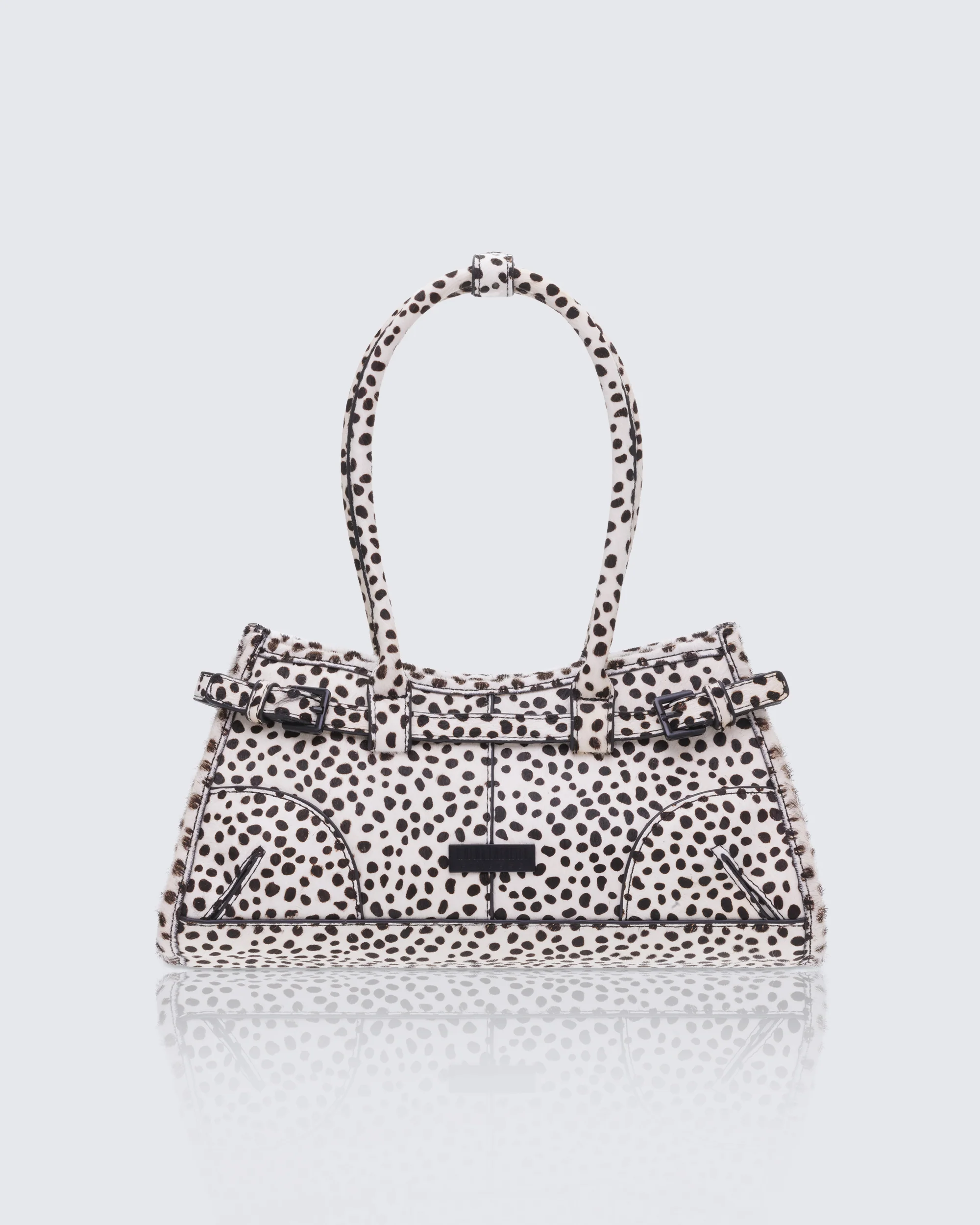 Talya Real Leather Dalmatian Belted Lady Bag
